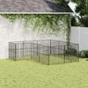 VidaXL Parc pour Chien 12 Panneaux, Cage pour Chien avec Porte, Enclos pour Chiens, Maison pour Animaux de Compagnie, Noir 3209558