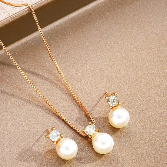 2 buc/set colier cu perle imitație cercei set reglabil extensie lanț culori strălucitoare set de bijuterii pentru femei