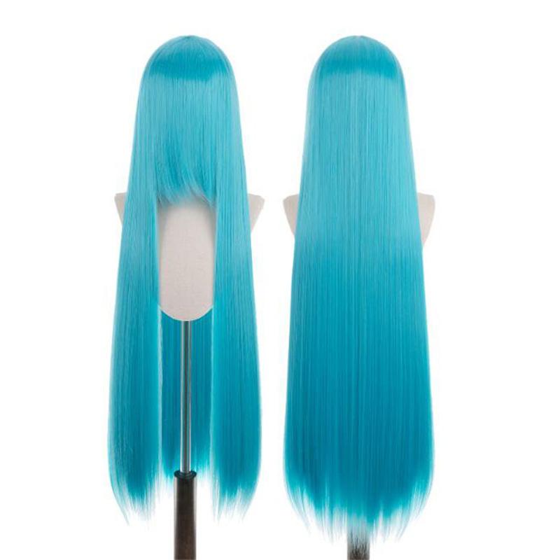 Perucă lungă și dreaptă de 100 cm, blondă, aurie, roz, portocaliu, maro, violet, albastru, verde, negru, gri, culori, rezistentă la căldură, păr Lolita