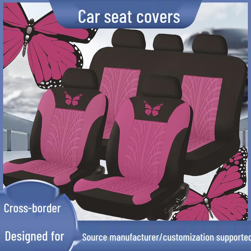 Universal 9-teiliges Sitzbezug-Set mit Schmetterlingsprägung für Fünfsitzer-Autos - Stilvolles, Bequemes und Elegantes Design