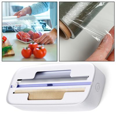 Folienschneider für Plastikfolie, Folienrollenspender, abnehmbarer Deckel, scharfe Klinge aus rostfreiem Stahl, sanftes Rollen, verstellbarer Teiler, Schneidwerkzeug für Wachspapier