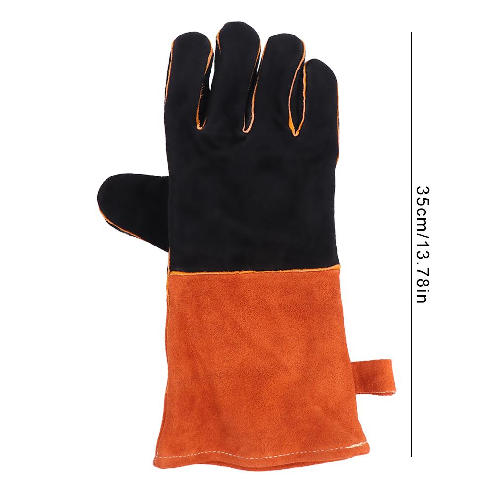 1 Pair Cowhide Leather Leather Welding  Gloves Anti-Heat Welder Gloves Work Safety Glove  Garden