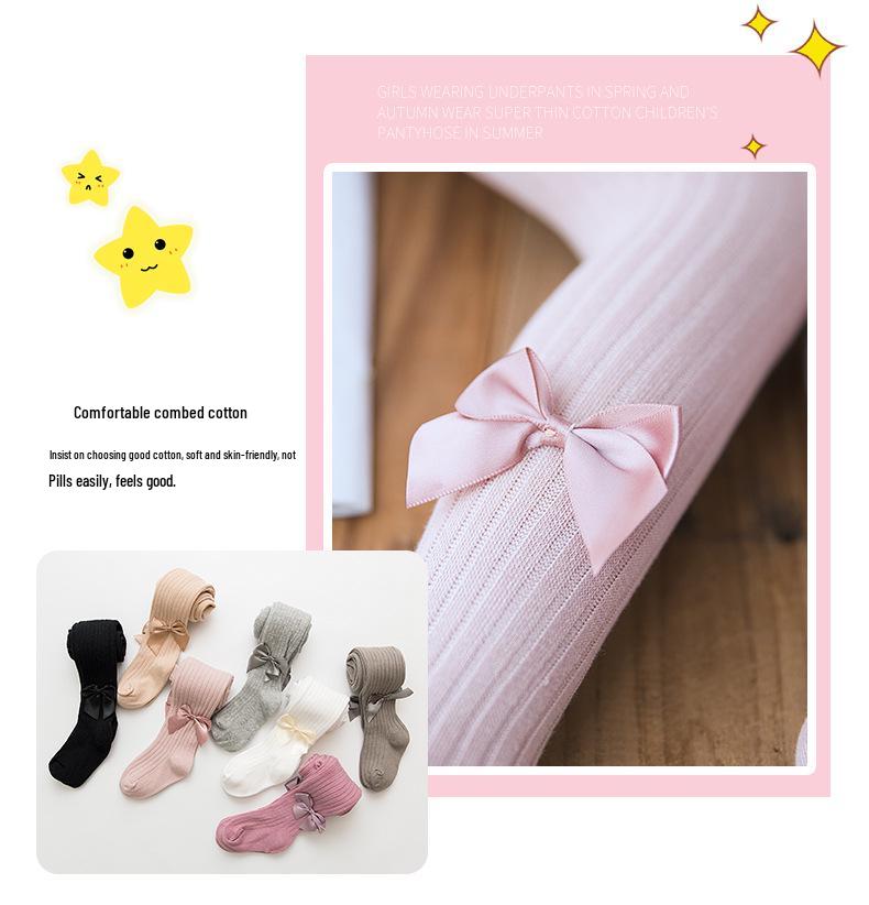 White Knit Girls' Leggings & Tights Set with Bow - Baby Bodysuit, Base Layer, Socks for Spring & Autumn