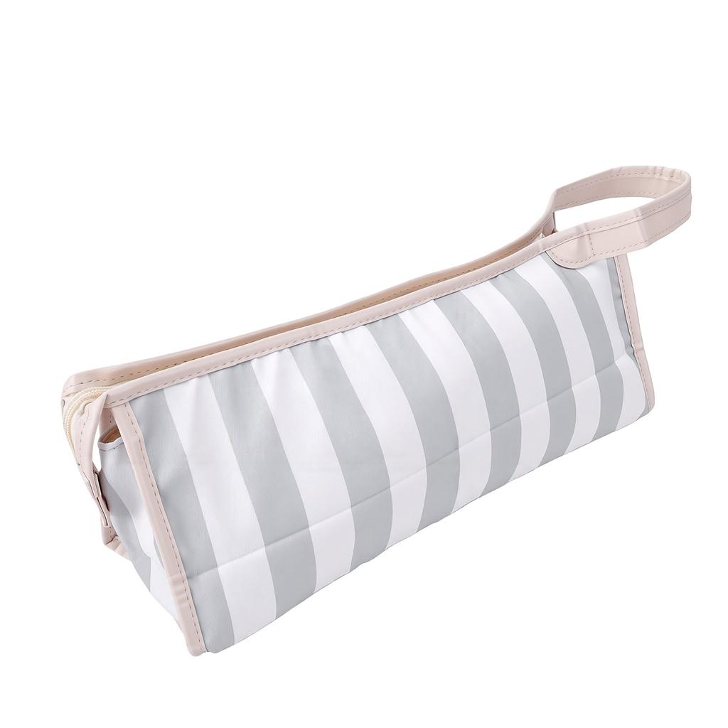 Hair Tools Travel Bag Reinforced Handle Water Proof Hair Dryer Storage Case for Accessories Gray White Stripe