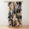 Cortina de ducha con diseño floral, color rosa oscuro, negro, rojo, verde, hojas, flores coloridas, mariposas, cortinas góticas para baño, decoración vintage para baño