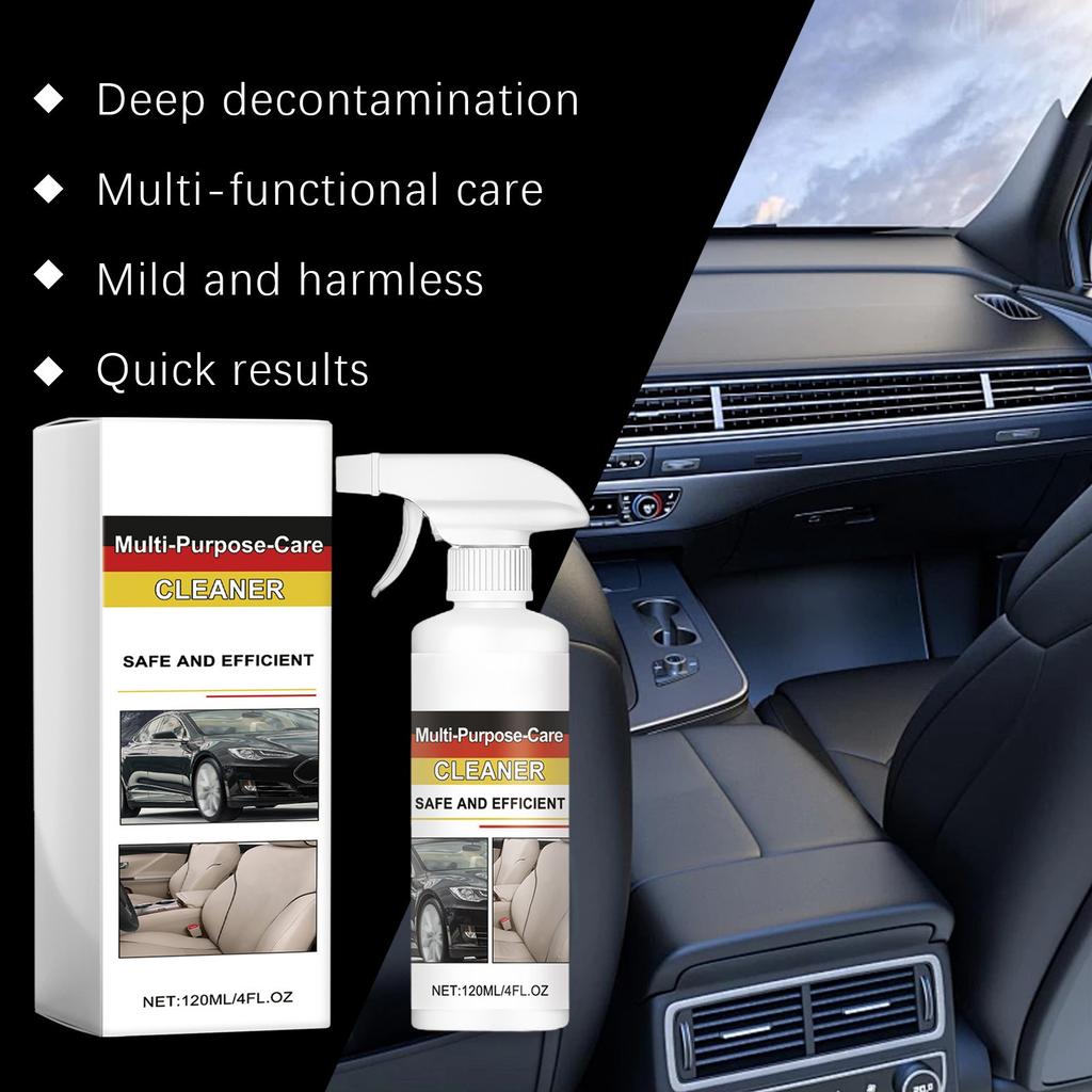 Car Multi-purpose Care Cleaner Leather Seat Interior Steering Wheel Decontamination Foam Cleaner 120ml