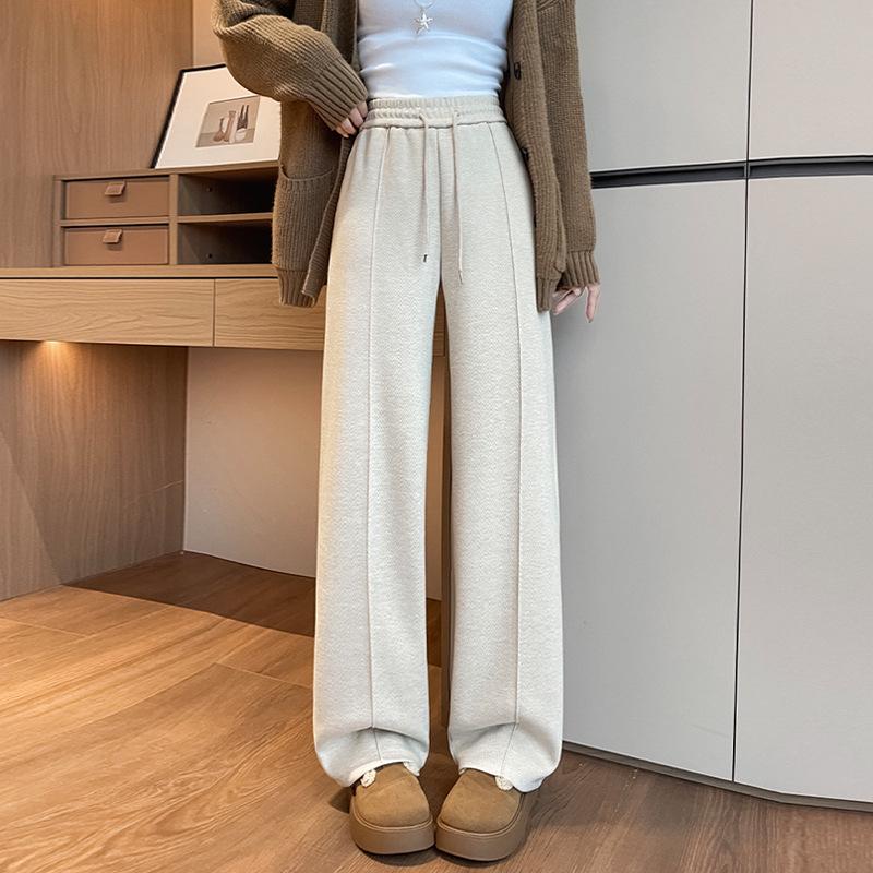 

Wool Acetate Wide-Leg Plus Size Women s Autumn/Winter Trousers - 200 Jin Drape Woolen Pants 5XL for 190-210 Jin абрикосовий