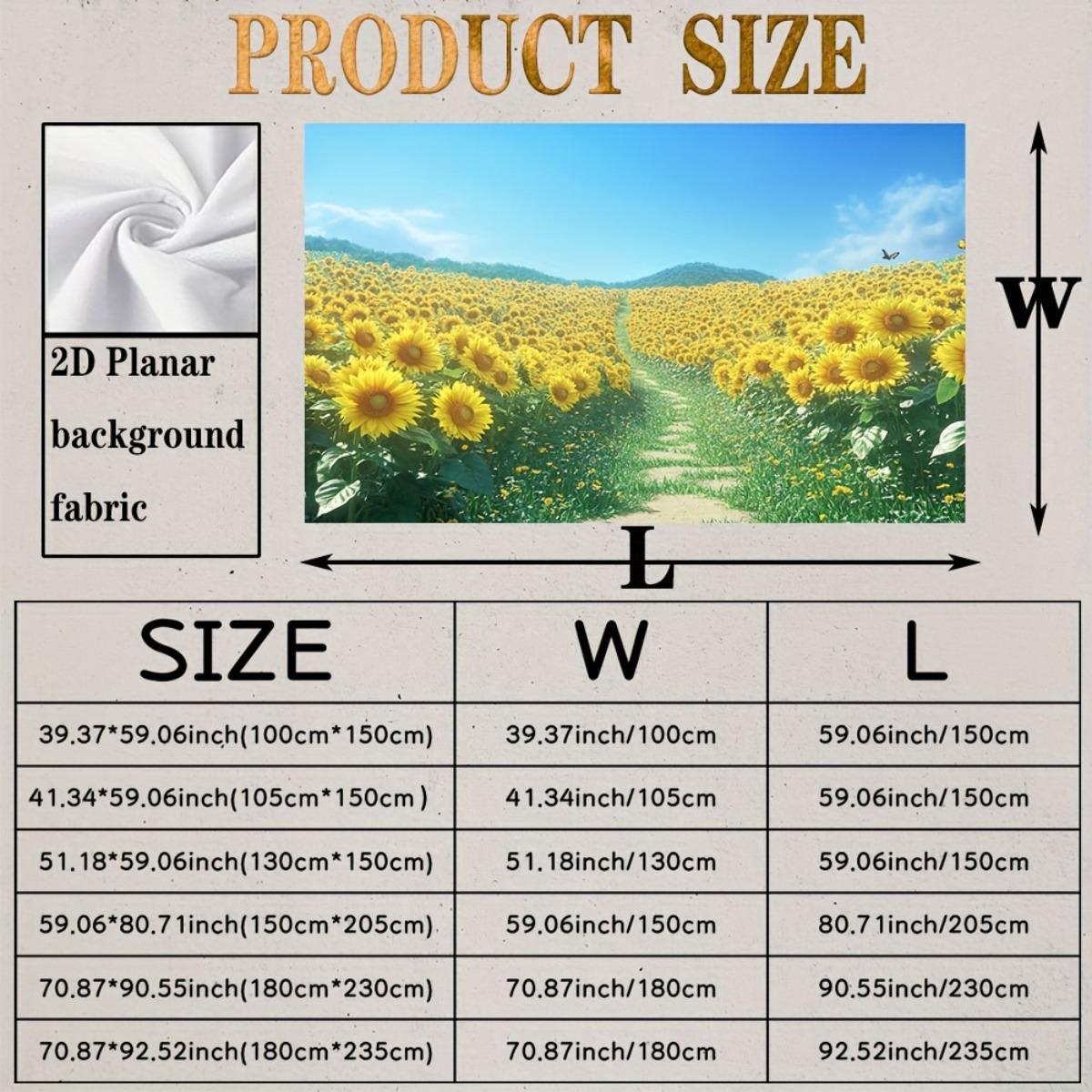 

2D Flat Vibrant Sunflower Field Tapestry with Golden Blooms Busy Bees Large Realistic 2D Flat Wall Hanging for Home Decor 74x94cm(29x37in)