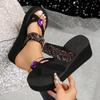 Big Rhinestone Clip Toe Platform Sandals for Women Summer Silver Glitter Wedge Heels Women Shoe Fashion Beach Slippers for Women