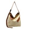 Women's bag canvas bag new shoulder bag fashionable contrasting color handbag wide shoulder strap bag