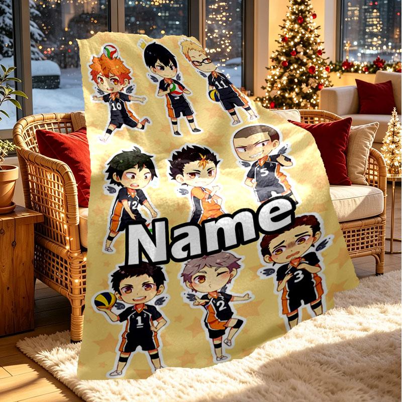 Individuelle Namenspersonalisierte Haikyu Druckdecke, Heimdekoration, Schlafzimmer, Sofa, Camping, Couch, Geschenke für Geburtstag Weihnachten