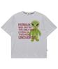 HOODHOOD Alien Slogan Short Sleeve T-Shirt Melange White