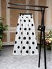 High-Waist French Polka Dot A-Line Midi Skirt with Drape for Women