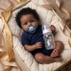19-inch Reborn Doll in Skin Tone with Dark Blue Romper - Perfect Christmas Collectible Gift for Kids.
