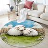 Cartoon Cat and Sheep,Round Area Rug,Carpet Rug for Living Room Bedroom Sofa Playroom Decor,Non-slip Floor Mat