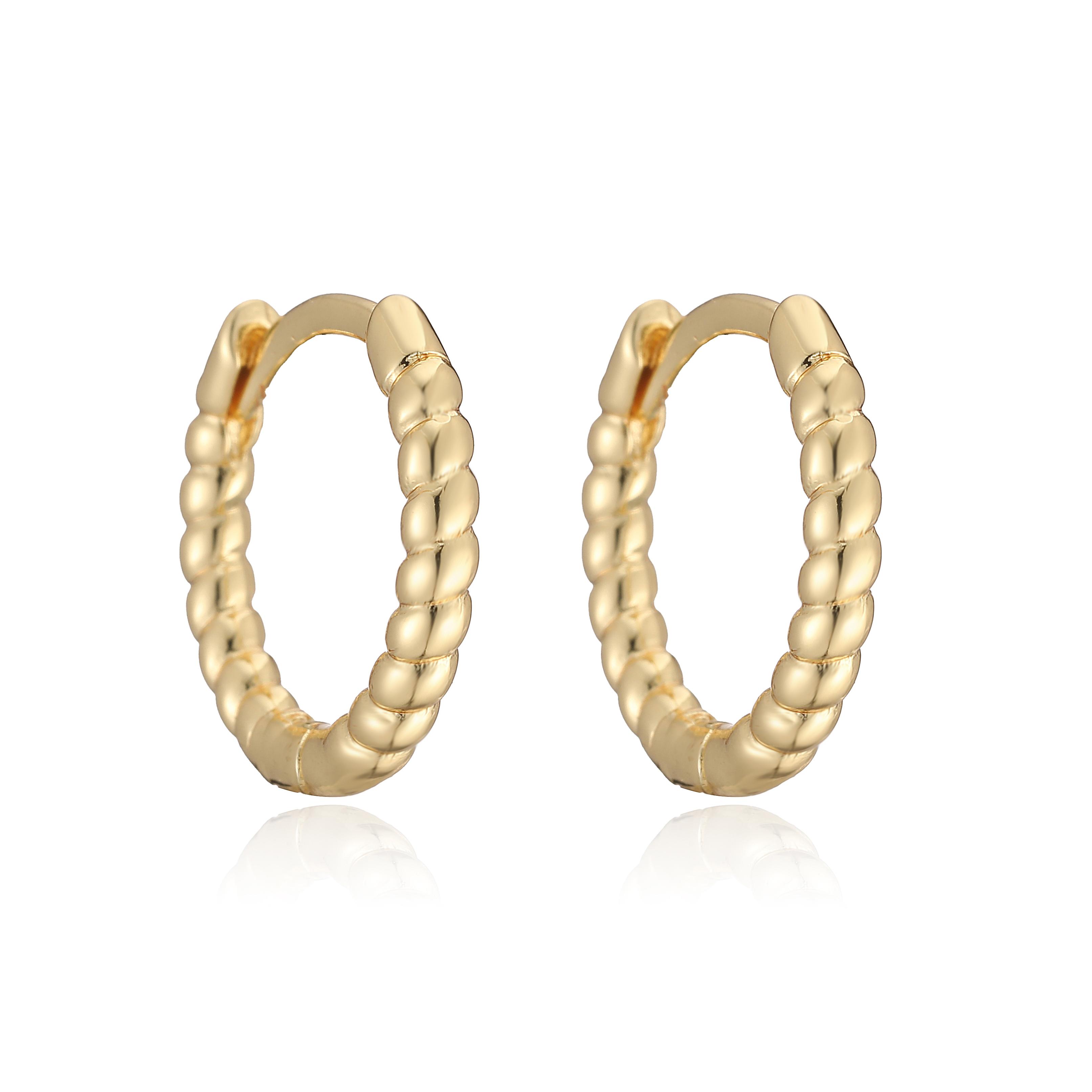 

Multi Size Twisted Hoop Earrings 1Pair 18K Gold Plated Brass Lightweight Huggie Hoops for Women Stacking & Versatile Style Gifts