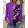 Fashion Design Women's 3D Printed Kawaii Cat Pattern Long Sleeve