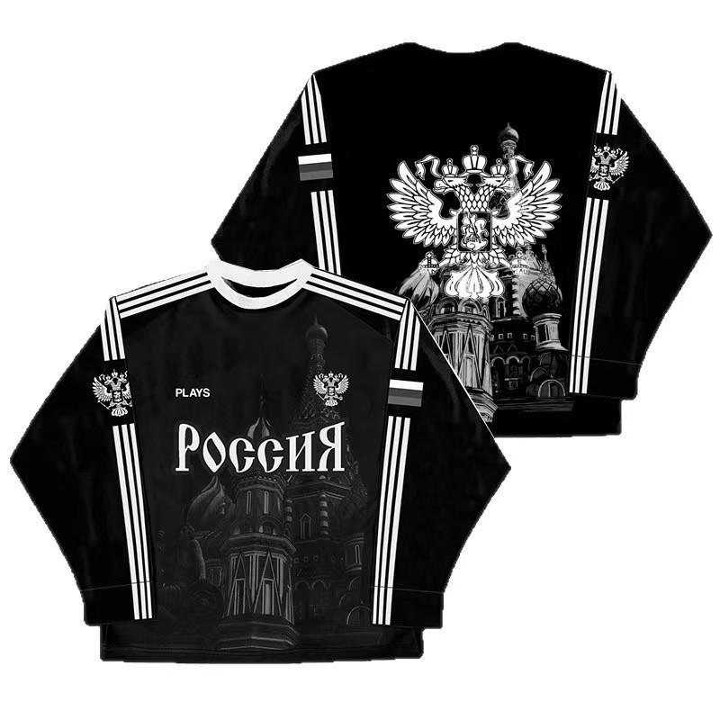 Vintage Hip Hop Graphic Print Loose Fit Long Sleeve T-Shirt Men Casual Streetwear
