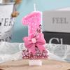Color Block Birthday Cake Candles with Bow and Sequins