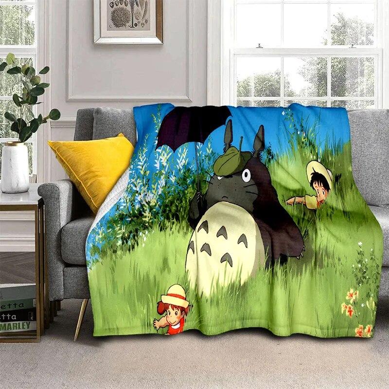 My Neighbor T-Totoro Anime Cartoon Blanket,Soft Throw Blanket for Home Bedroom Bed Sofa Picnic Travel Office Cover Blanket Kids