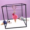 Ice Cream Keychain Cute Bag Cartoon Plush Pendant Sweet Cone Car Keychain Ring Furry Ball Creative Gift