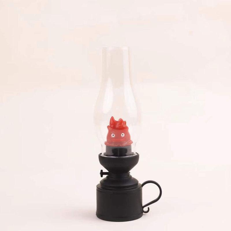 Calcifer Flameless Night Light Halloween Retro Decorative Candle Light Cartoon Anime Kerosene Lamp Bedroom Bedside Table Lamp