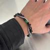 Retro Black Crushed Stone Double Layer Snake Bone Bracelet for Men and Women - Trendy Hip Hop Couple Jewelry with a High-End Feel.