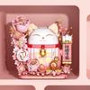 Cute Good Luck Cat Building Blocks New Year's Festival Decorative Model Bricks Desktop Deco Kids Toys With Lights