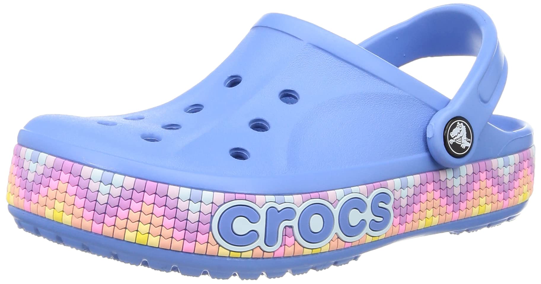Crocs Унисекс Сандалии-сабо Bayaband с шевронной полосой, Пудрово-голубой/Мульти, Размер 28 см