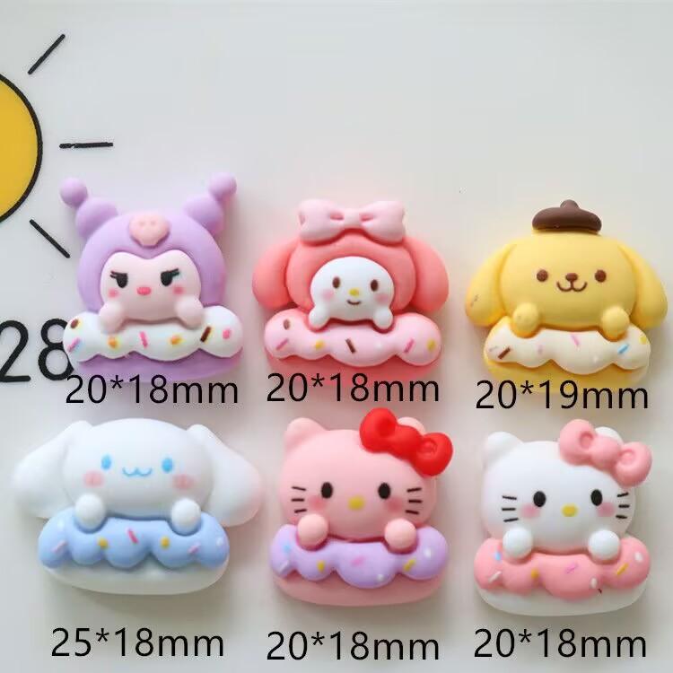 24/240PCS Cartoon cat dog donut resin accessories DIY cream glue phone case refrigerator sticker hair clip headband accessories
