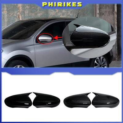 Seitenspiegelgehäuse-Abdeckkappen für Nissan Qashqai J10 2007-2014, schwarzes Stil, Seitenspiegelabdeckungsschale, klebendes Autozubehör