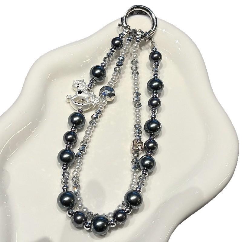 Classic Unicorn Pvc Phone Strap With Pearl Crystal Design For Unisex Use