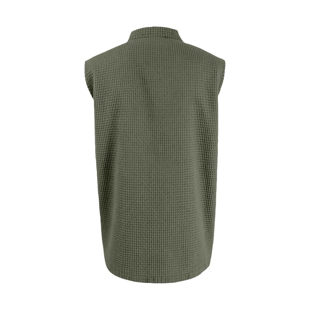 Men Knit Sleeveless Henley Neck Tank Top Casual Relaxed Fit Button Front Vest with Chest Pocket