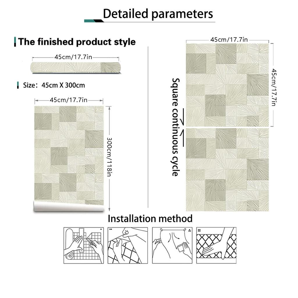 Adesivo de Vinil Autocolante para Armário de Tijolos 3D Xadrez Papel de Parede Autocolante Decoração de Casa para Móveis Papel de Parede Autocolante