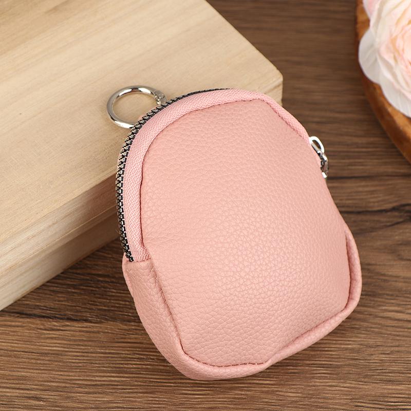 Keychain Wallet For Women Men Pu Leather Coin Purse Small Zipper Pouch Key Holder Rfid Blocking Portable Storage Bag