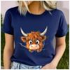 Unisex Womens Cotton  Cute Yak Print Tshirt Loose Round Neck Casual Short Sleeve Fashion Top  Clothing Summer