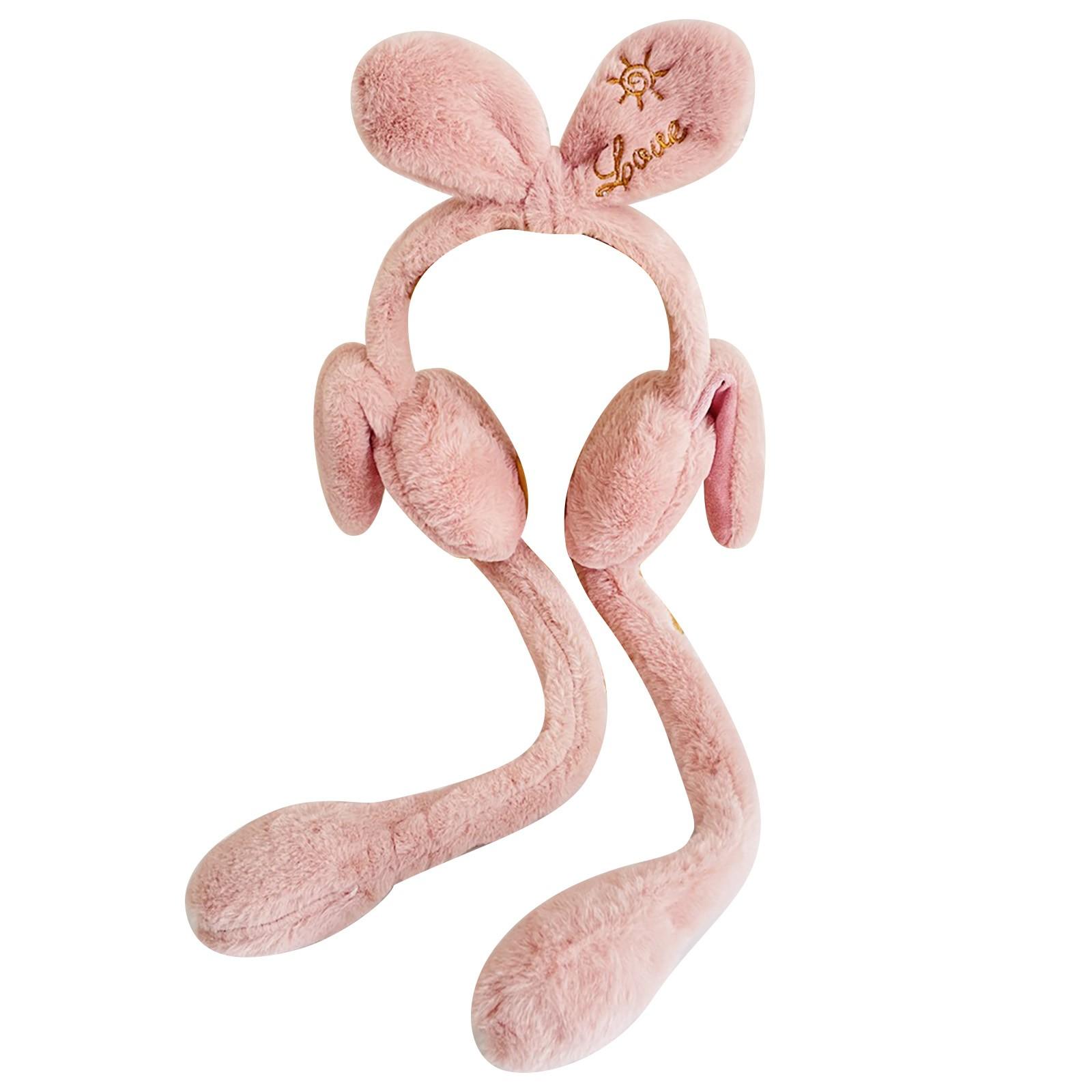 

Осенне-зимние теплые наушники женские милые подвижные наушники с подушкой безопасности кролика однотонные теплые плюшевые милые наушники для девочки