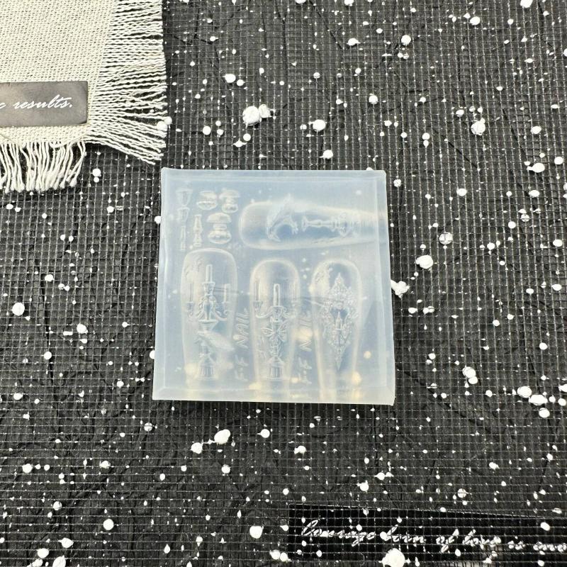 3D Flower Relief Silicone Nail Mold Candle Holder Rose Transparent Nails Templates Diy Nail Art Decoration Manicure Design Tools