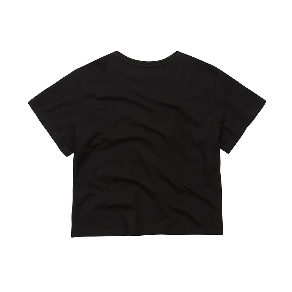 EEERRR Heart Lace Artwork Semi-Crop T-Shirt Black