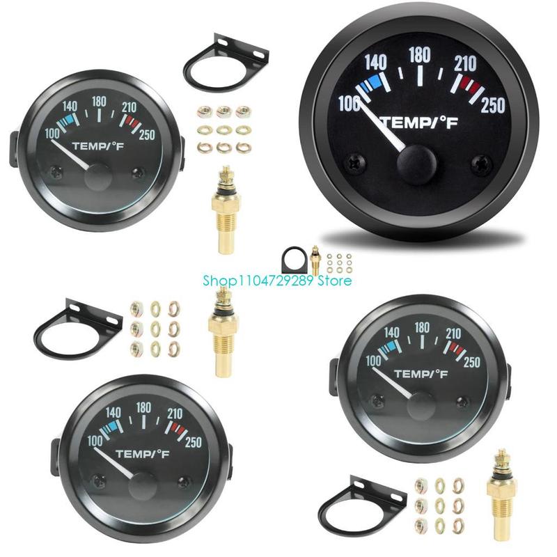 D8KE Easy Install Water Temp Gauge With LED Backlight 100-250℃ 52mm Dials For Marine Trucks Boats 12V System