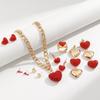 Elegant Heart Pendant Necklace Women Charm Necklace with Chunky Chain Fashion Heart Drop Earrings for Various Occasion