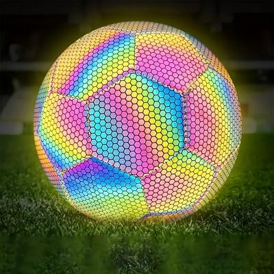 1 db 5-ös méretű fényvisszaverő futball-labda, világító színes focilabda beltéri és kültéri edzéshez