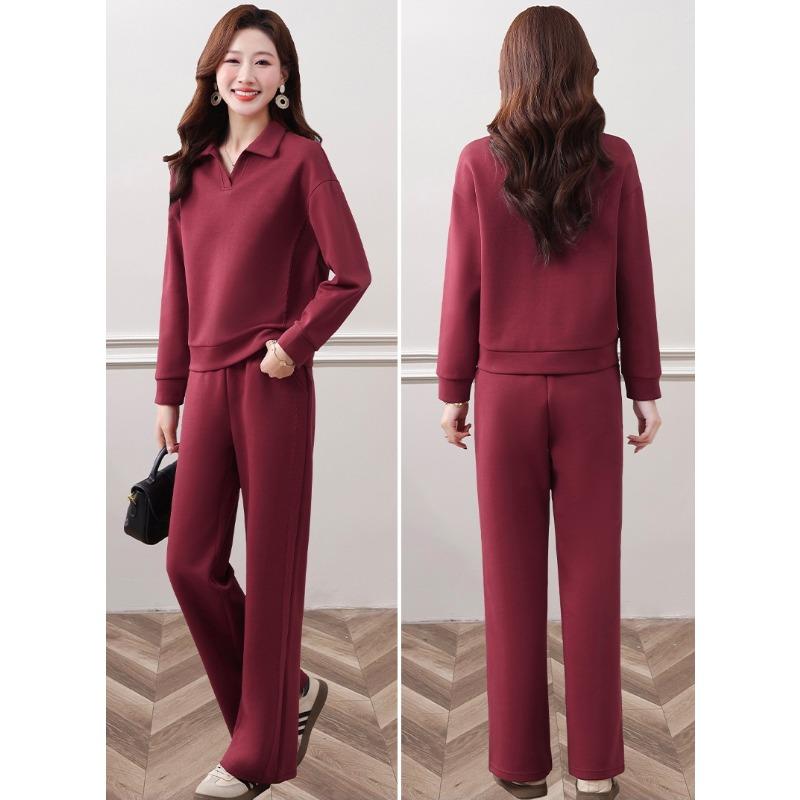 Spring Autumn Fashion Lapel Two Piece Pants Suit Women Casual Sportswear for Square Dance and Daily Leisure Time