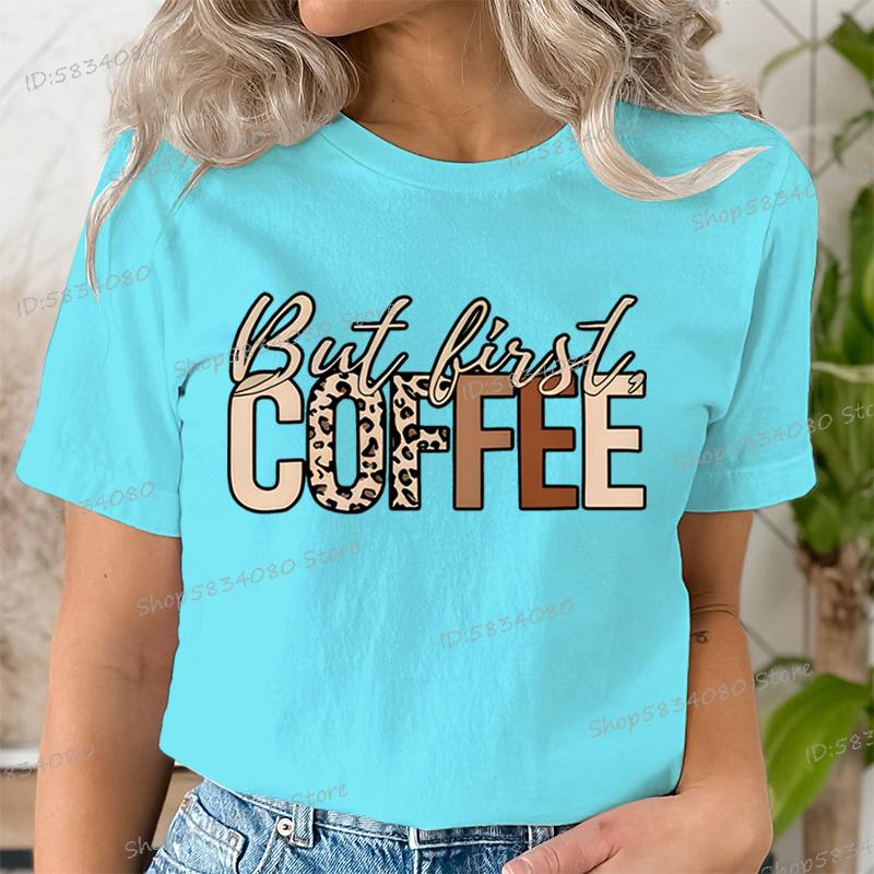 Gift For Coffee Lover Printed Tshirt But First Coffee Leopard Print Tshirt Crew Neck Leopard Coffee Graphic T Shirt For Unisex