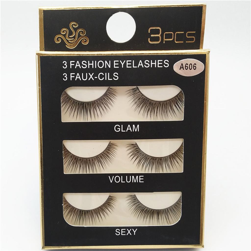 3Pairs Fashion False Eyelashes Long Lashes Extension Natural Looking Fake Eyelashes for Women Girls Party Daily Makeup