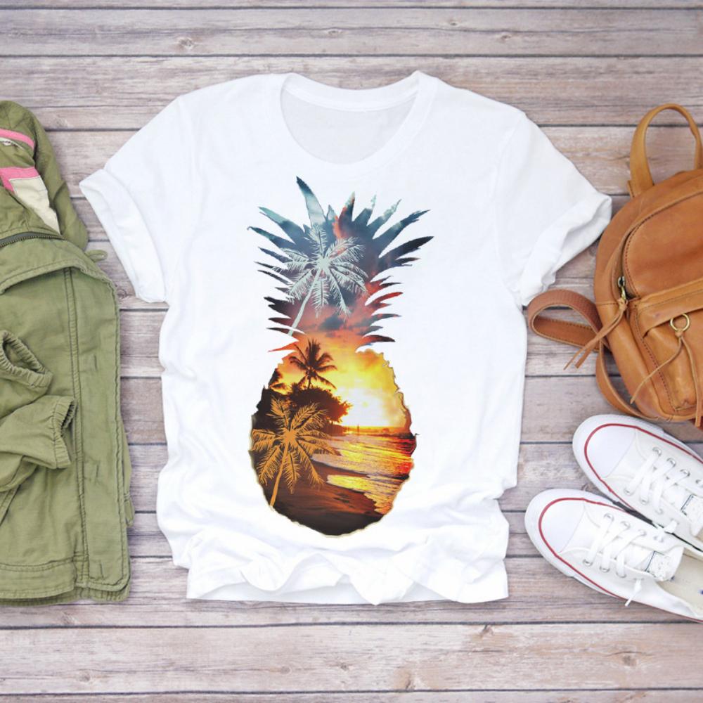 Colored Cartoon Fruit Tshirts  Avocado and Pineapple Tshirts Plussize Casual Tshirt Daily Streetwear Women Casual Tops