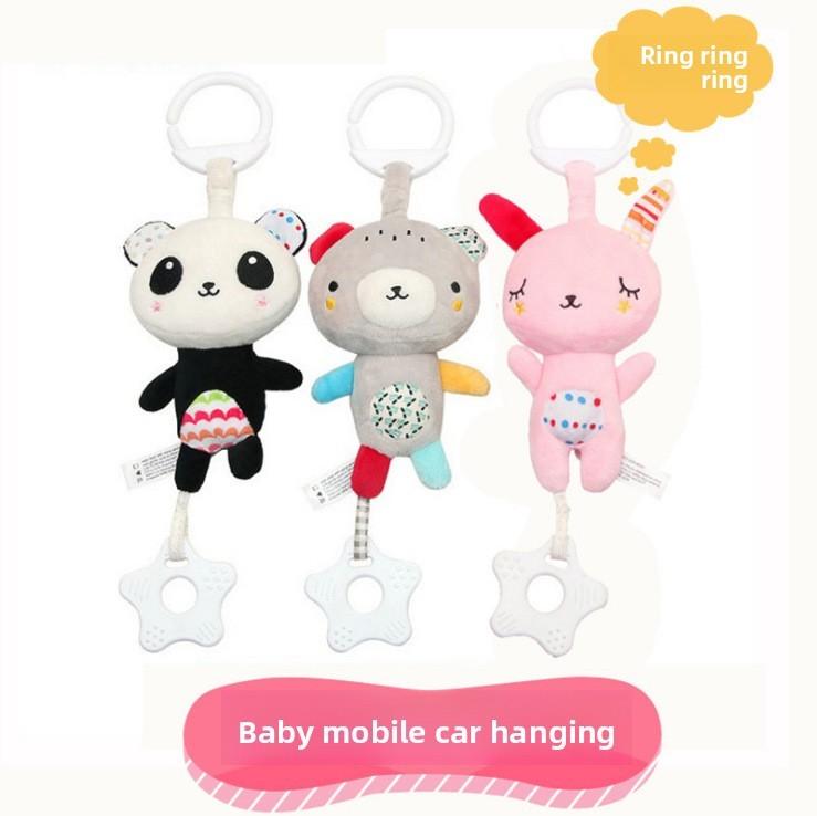 Baby Bear Rabbit Panda Plush Multifunction Teething Rattle With Music For Infant Sensory Development