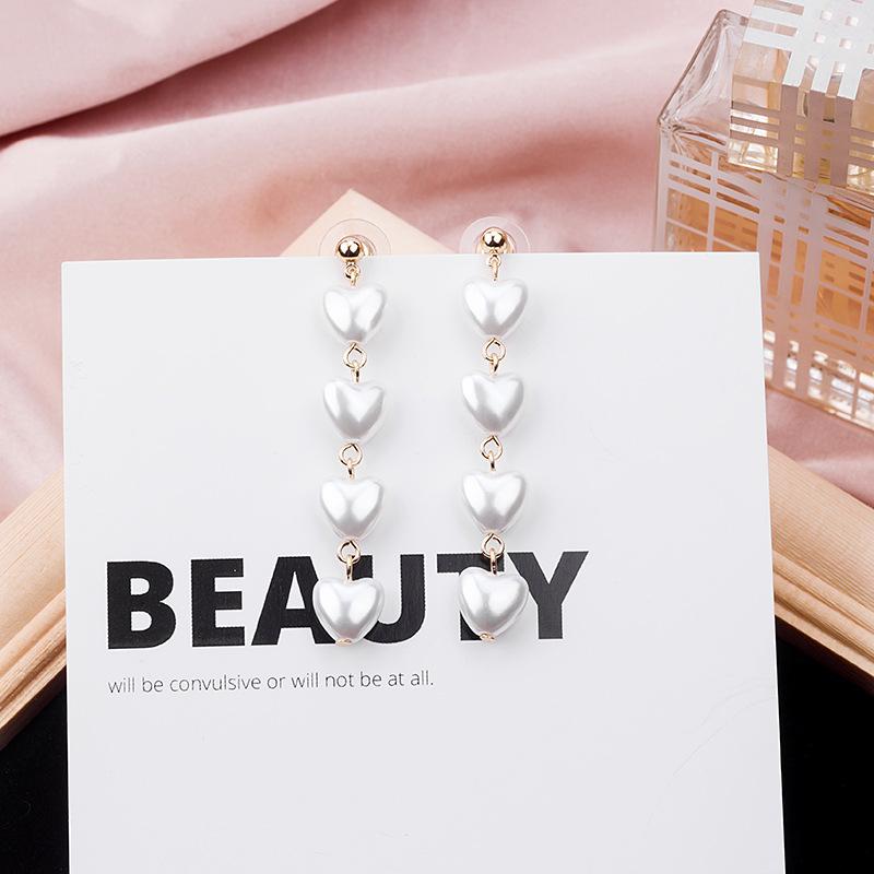 Love Earrings, High-End Pearl Earrings, Temperament Long Fringed Pearl Stud Earrings For Women