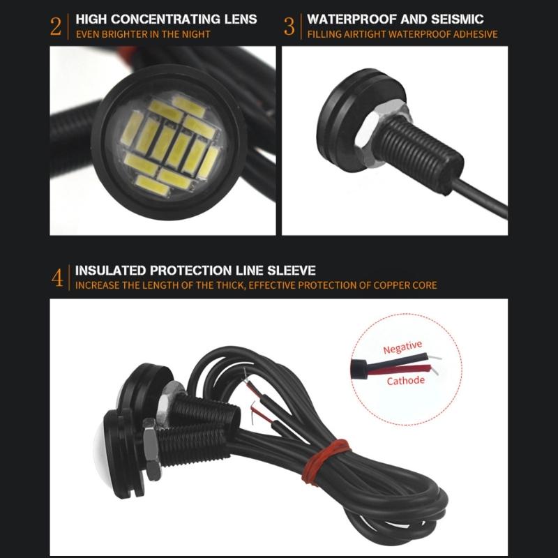 Arbeitsleuchte Auge LED 23mm 4014 12SMD LED Scheinwerfer Auto Fahrrad-Fahren Spot Nebelscheinwerfer Wasserdichte Stirnlampe 2 Stück