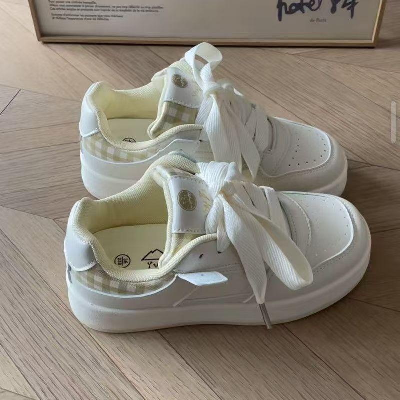 

Korean thick baseplate shoes women s 2025 new popular versatile chic shoes student casual white shoes bread shoes 43 бежевый